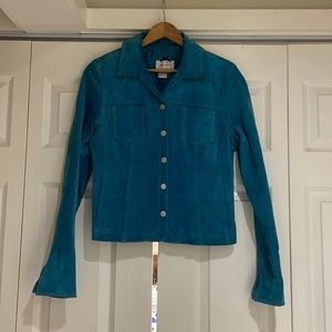 Teal 100% leather suede jacket